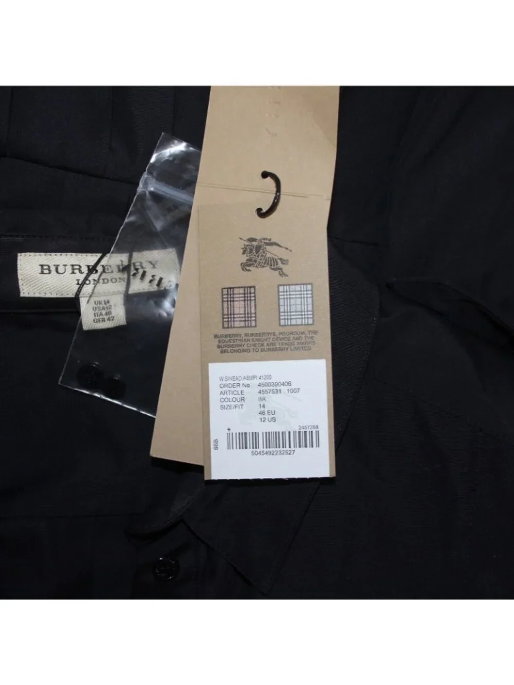 Burberry Dress Sz 12 Navy Blue Pockets Pleated Collared 100% Cotton Dress - Picture 11 of 16